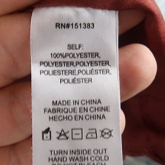 BURNT ORANGE LONG SLEEVE V NECK BLOUSE SIZE LARGE - Picture 2 of 7